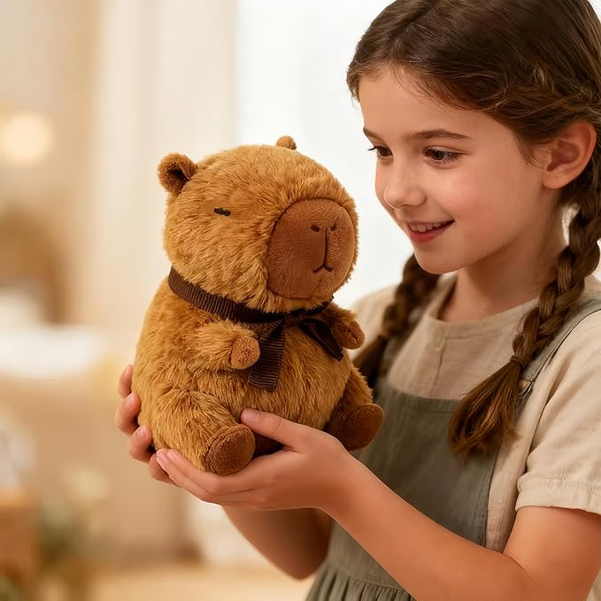 Cute Capybara Plush Toy – 8.6" Soft Stuffed Animal with Detachable Scarf, Fluffy Kawaii Plushie for Kids & Adults, Stress Relief Pillow, Ideal Gift for Birthday, Christmas & Valentine’s Day