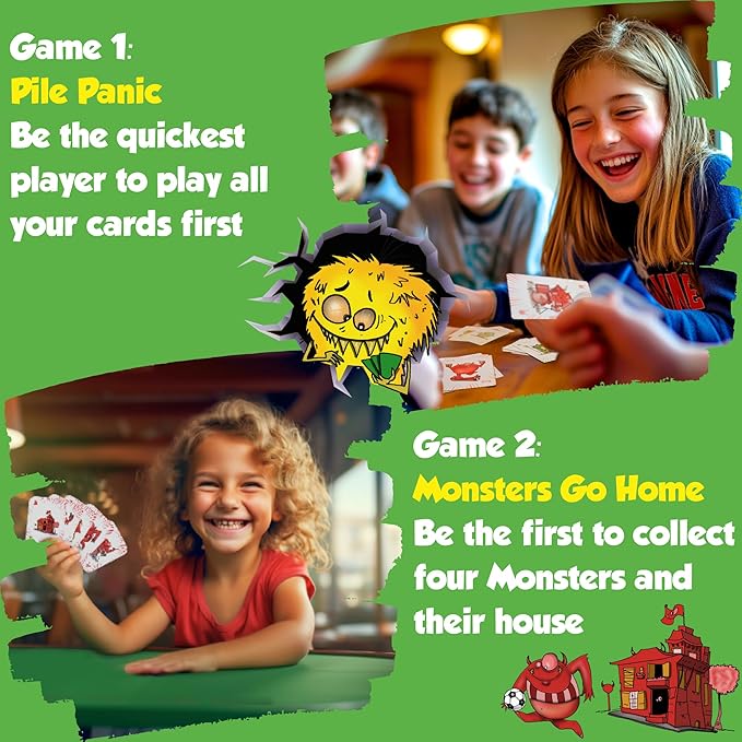Speedy Monsters - Card Games for Kids Ages 4-8, Fast-Paced and Easy to Learn. Fun, Colorful Monster Match Game. No Reading Required. No Turns, Everyone Plays at Once. for 2-6 Players