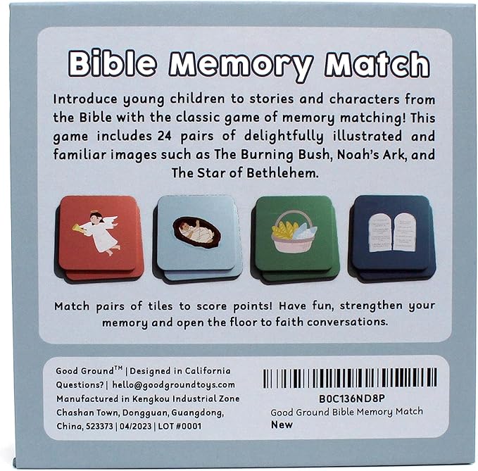Good Ground Toddler Matching Memory Match Game | Fun & Fast Gifts for Boys & Girls Ages 3 to 7 - Christain Preschool Homeschool Biblical Bible Themed Card Game
