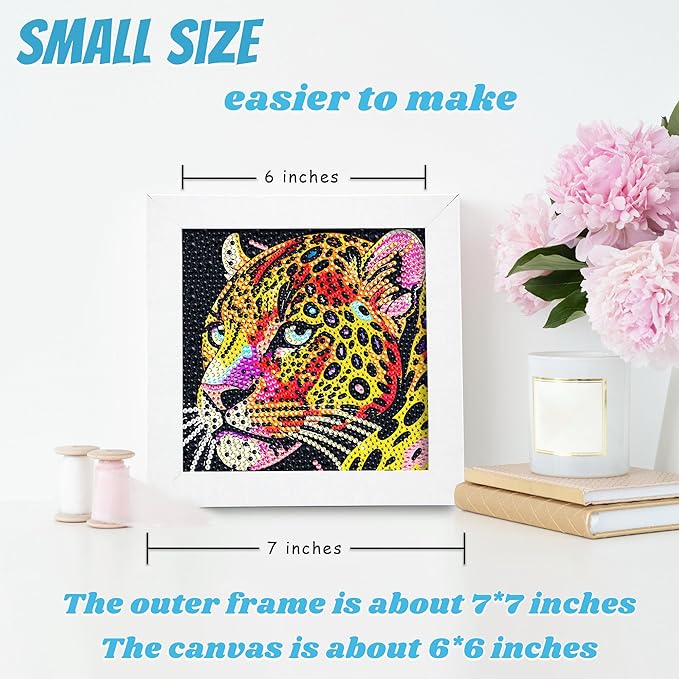 Libfx Diamond Art Kits for Kids with Frame Diamond Art for Girls Boys Beginners Arts and Crafts Ages 8-12 Birthday Gifts (Leopard)