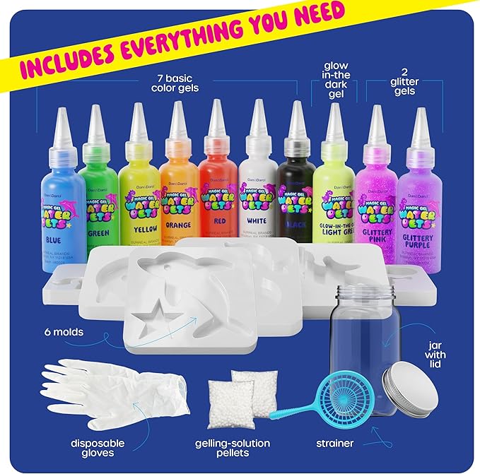 Dan&Darci Aqua Fairy Water Gel Kit for Kids - Gifts for Girls - Magic Elf Toy Kits - Waters Pets - DIY Squishy Maker Set - Craft for Kids - Make Your Own Squishies Toys Crafts - Gifts for Boys & Girls