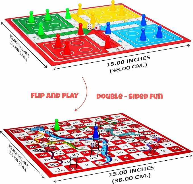Ankit Toys & Games Ludo and Snake & Ladders (Saap Seedhi) Board Game Set for 6+ Years Kids & Adults | Indoor Ludo Board Game | Travel Strategy Game (Ludo Senior+)