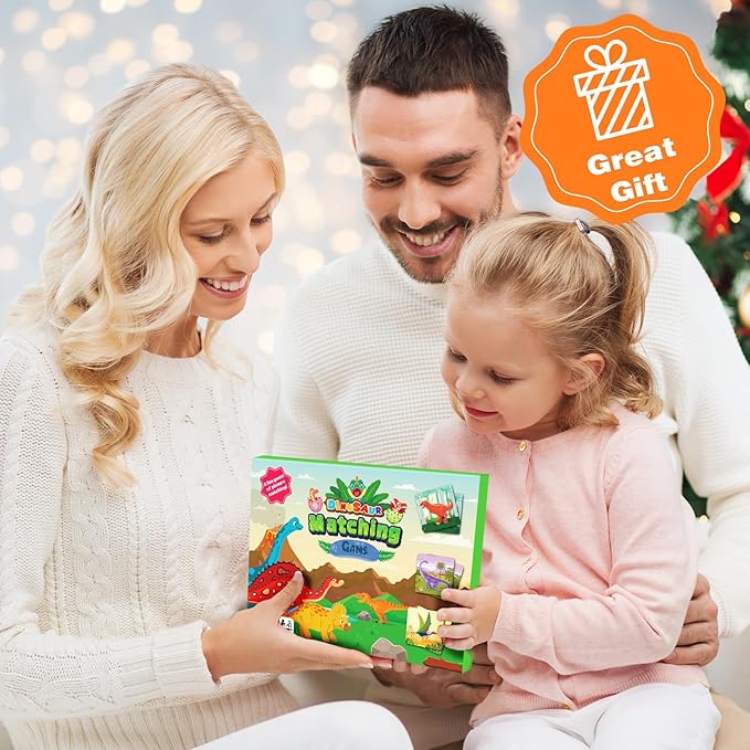 zheyistep 100 PCS Dinosaur Matching Game for Kids Toddlers Memory Game, Toddler Match Dinosaur Games Concentration Card Game for Boys Girls Preschool Learning Activities