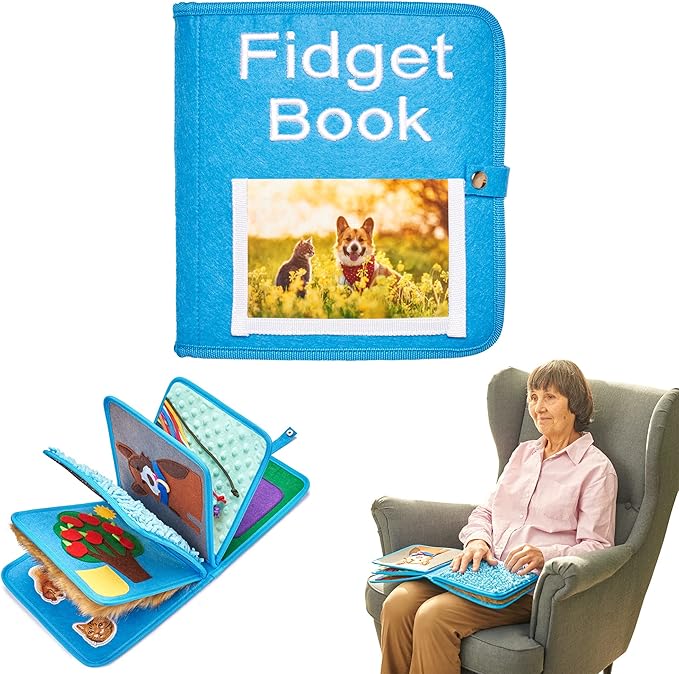 Fidget Book for Elderly | Fidget Blanket for Dementia | Dementia Products for Elderly | Gift and Activities for Seniors with Alzheimer’s | Sensory Fidget Book