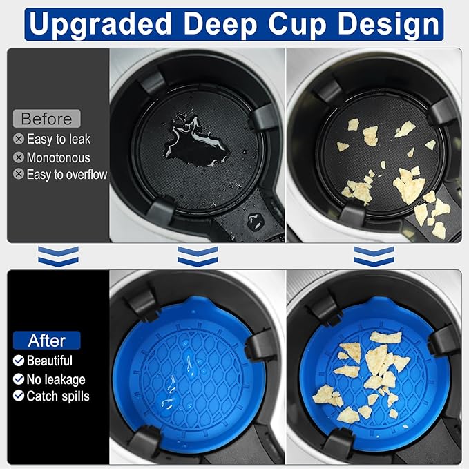 SINGARO Car Cup Holder Coaster, Silicone Cup Holder Insert, Universal Non-Slip Cup Holders, Car Accessories Interior for Women and Man 4 Pack Blue