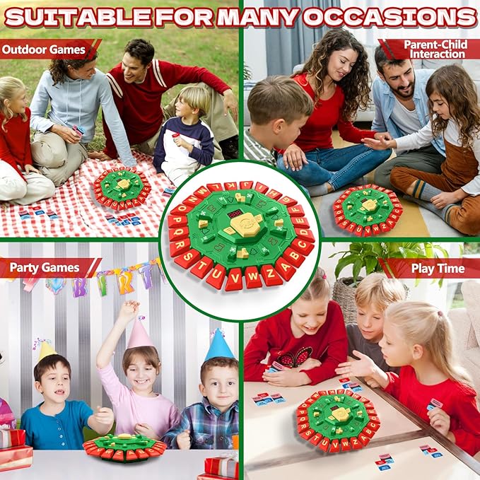 Resflycheng Word Game Family Board Game with Digital Display Timer, 2 Modes, 35 Cards, Fun Fast-Paced 24-Letter Game for Kids & Adults, 2+ Players, Ages 3 & Up