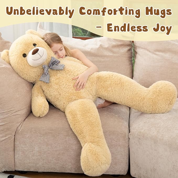 MorisMos Giant Teddy Bear 4 Feet, Cute Big Huge Bear Stuffed Animal 47inch, Classic Teddy Bear Plush Gift for Baby Shower Decorations, Party,Birthday,Valentines Day, Brown