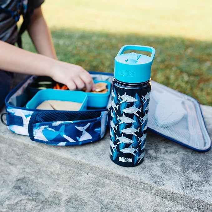 Wildkin Kids 18oz Stainless Steel Water Bottle – BPA-Free, Leakproof, Insulated, Easy-Clean - Sharks