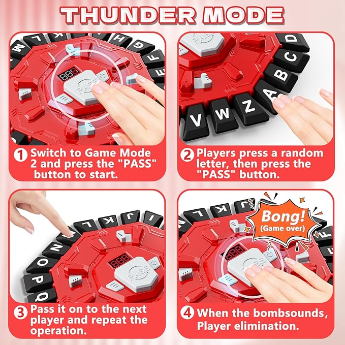 Resflycheng Word Game Family Board Game with Digital Display Timer and 2 Categories Modes Fun Fast-Paced 24-Letter Game for Learning Party Interactive (Red)