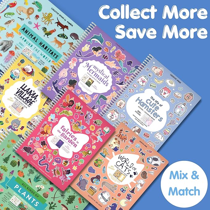 The Life of Busy Bugs 300+ Sticker Book for Girls by Cupkin Toddler Road Trip Activity Coloring + Sticker Book, Road Trip Essentials, 8 Coloring Pages + Scenes for Ages 2–8 Years