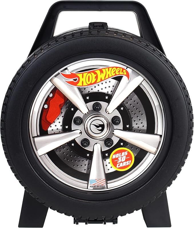 Hot Wheels 30-Car Storage Case – Organizer with Handle for 1:64 Die-Cast Cars, Portable Travel Carrying Case for Kids, Boys, and Collectors – Durable Toy Vehicle Holder
