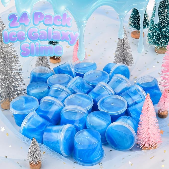 Galaxy Slime 24 Pack– Blue Slime Party Favors, Non-Sticky, Soft & Smooth for Birthday, Classroom Rewards, Christmas Stocking Stuffers, Goodie Bag,Easter Basket Stuffers for Kids