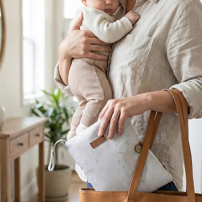 HAMUR Baby Diaper Bag Organizer – Travel-Friendly, Compact & Foldable | Stroller Pouch for Newborn Essentials – Must-Have for Boys & Girls (Solid Grey)