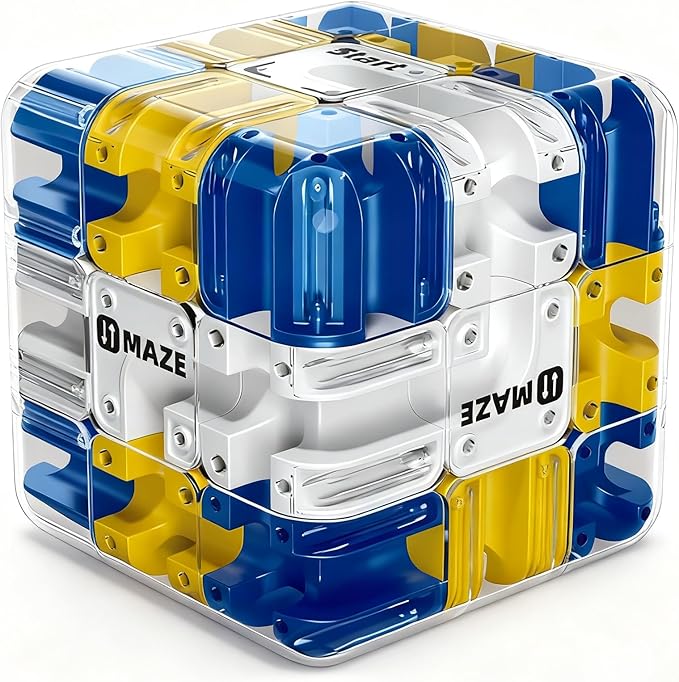 Rubik Race Game Large 3D Labyrinth Cube Puzzle, 3D Puzzles Maze Cube Ball Puzzle, Color-Match Game, Education Sensory Toys Spatial Awareness Brain Training Toy for Stress Relief for Adults Teens(1PC)