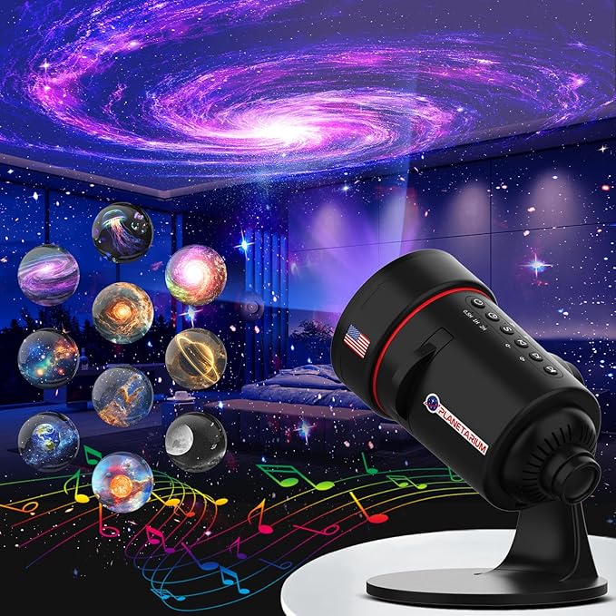 [White Noise] Galaxy Projector with Sound Machine 28 Soothing Sounds Memory Function Sleeping Timer Star Light Planetarium Projector with Starry Sky Space Solar System Moon Nebula for Adults Baby Kids