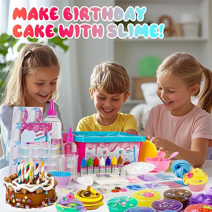 Jumbo Slime Kit for Girls, Party Favors for Kids, Adorable Slime Making Kit to Make Butter Slime, Confetti Slime, Multiple Slimes Making, Stress Relief Toy for Childrens, Ideal Gift