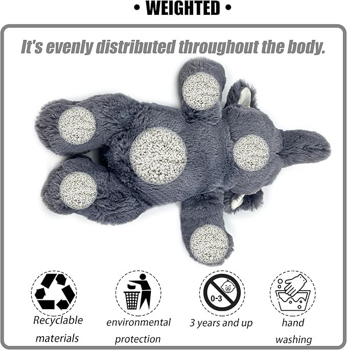 YOUBLEK 16" | 2 Pounds Gray Elephant Weighted Stuffed Animals,Sensory Comfort Plush Throw Pillow Toy,Kawaii Plushies Hugging Toy Gifts for Kids & Adults (Elephant, 16 inch 2 Pounds)