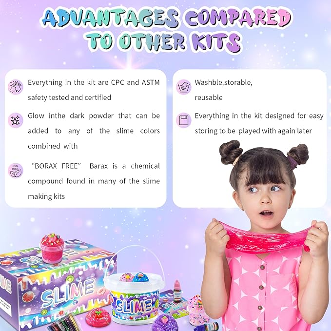 Elover Clear Slime Making Kits with Premade Slime for Kids DIY with 35 Sets Add-ins Jumbo Kit for 6-12 Years Old Girls Boys Present Party Favors, Large