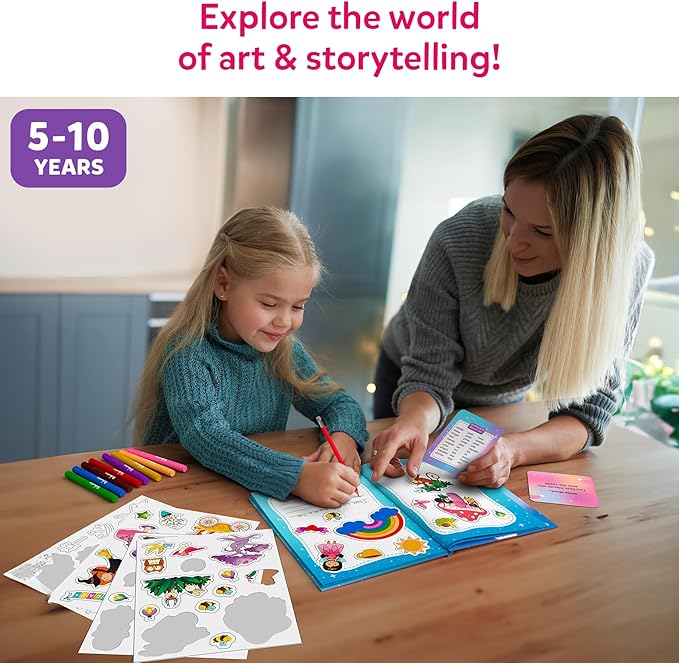Skillmatics Storybook Art Kit - Create Fairytale Stories, DIY Craft & Writing Kit with 300+ Stickers, Scrapbooking & Journal Activity, Screen-Free Fun, Gifts for Kids Ages 5, 6, 7, 8, 9, 10