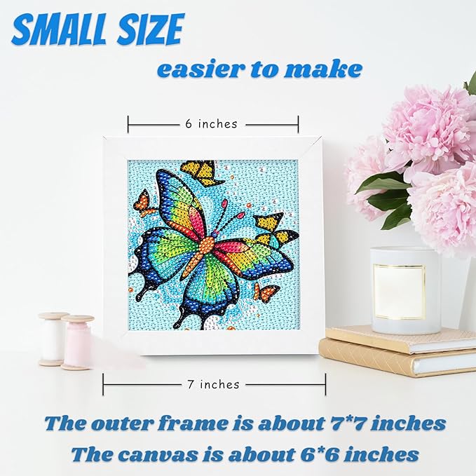 Libfx Diamond Art Kits for Kids with Frame Diamond Art for Girls Boys Beginners Arts and Crafts Ages 8-12 Birthday Gifts (Butterfly)