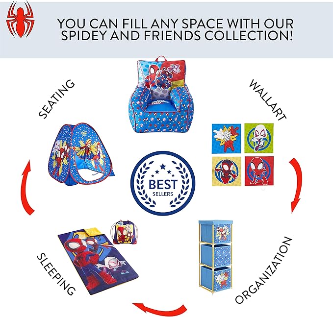 Marvel Spidey and His Amazing Friends Collapsible Toy Storage Trunk,Durable Organizer with Soft Lid, 28.5" x 14.5" x 16"