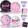 96pcs Kpop Party Paper Plates and Napkins Kpop Girl Party Decorations Music Star Disposable Dessert Plates Music Singer Demon Tableware Set Serves 24 Guests Boys Girls Kids Teenagers Birthday Supplies