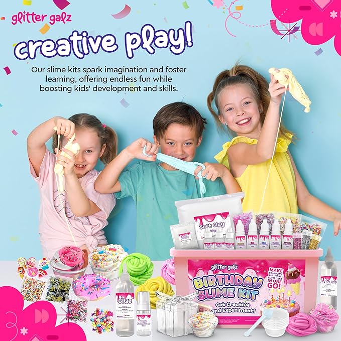 Slime Kit | Glitter Galz Birthday Gifts for Girls Ages 6+ | DIY Make Your own Slime Birthday Party 42 Mix-ins | Arts and Crafts | Slime-Making kit | Slime Activator | Sensory Gifts for Teens