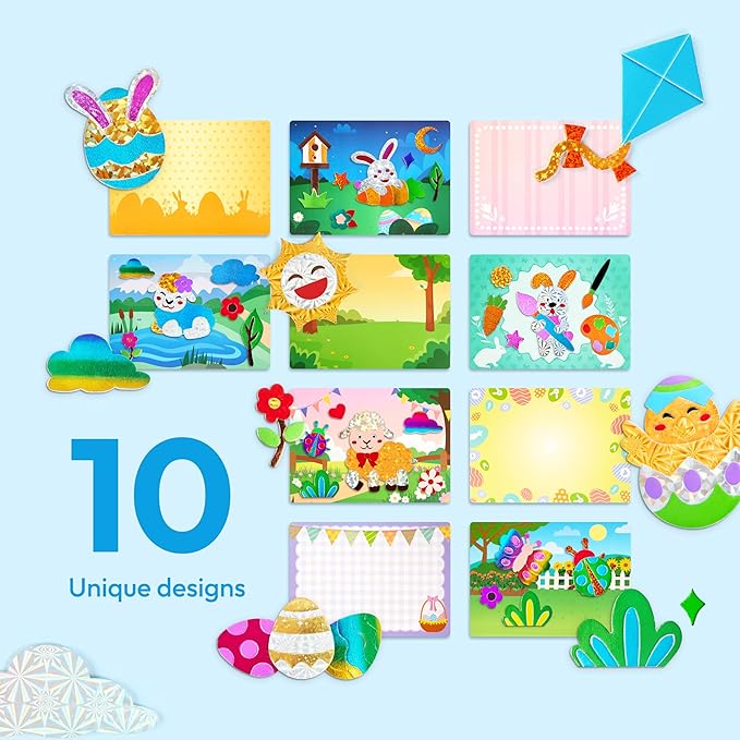 Klever Kits Easter Foil Art Kit for Kids - Arts & Crafts Supplies, Mess Free Coloring, Easter Basket Stuffers, Foil Foam Stickers, Creative Travel Toys, Birthday Gifts for Boys & Girls Ages 4 and Up