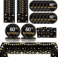 60th Birthday Party Supplies Serves 24 Black and Gold 60 Years Old Party Decorations Paper Plates Napkins Cheers to 60 Years Favors Tablecloth Set Vintage 1966 Tableware Kit for Men Birthday