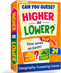 QUOKKA Trivia Board Games for Kids and Adults – Family Board Games for Family Game Night – Higher or Lower Trivia Cards for Kids 8-12 – Guess Fun Questions – Geography Card Game for Families&Teens