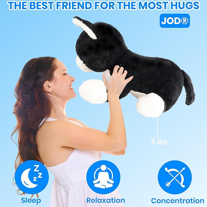 JOD® 27 Inch Weighted Black Cat Plush, Weighted Black Cat Stuffed Animal, 5 Lbs Cute Plushies Soft Pillow Toy Gift Cuddle Plushies Pillow Giant Cat for Kids Adults (71 CM)