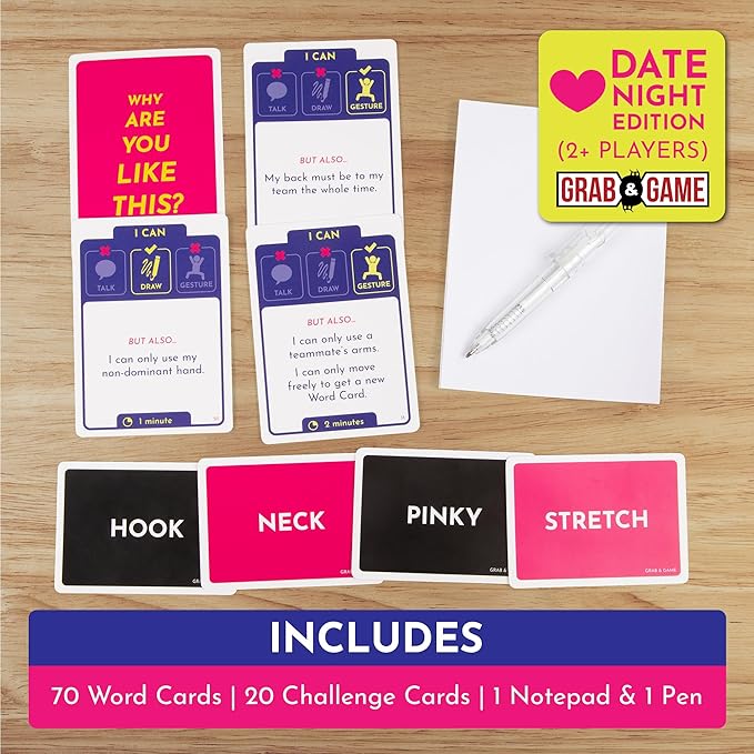 Exploding Kittens Why are You Like This? Date Night Edition Grab & Game, 2+ Players - Ages 14+ - 15 Minutes to Play - Talking, Drawing, & Gesturing Guessing - for Party, Family, Couples