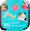 Smart Care Squishmallow Bandage Kit, Cute Bandages for Kids, Infants & Children, Latex-Free, Assorted Variety Pack with Travel Size Tin Case, 100CT