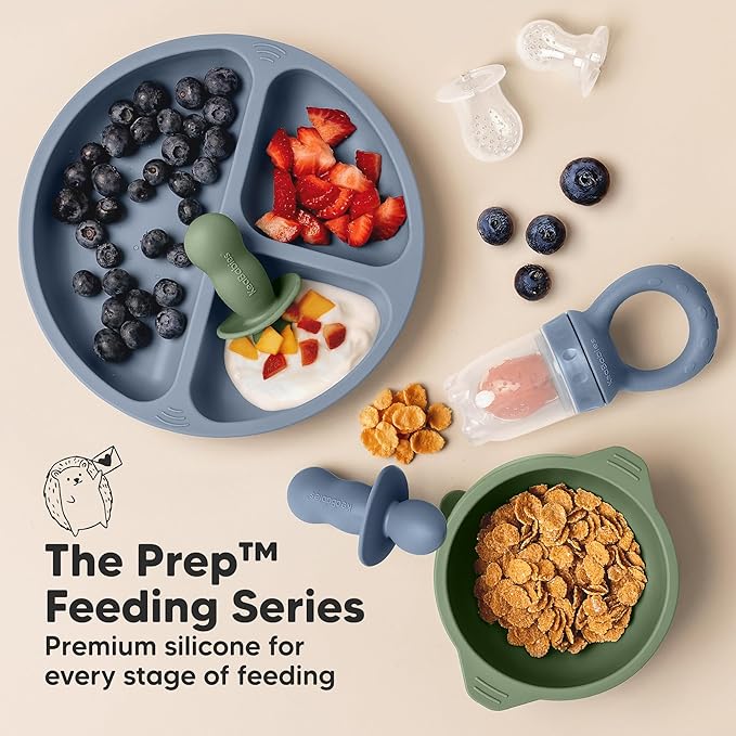 KeaBabies Baby Fruit Feeder 2pk - Silicone Baby Food Feeder for Babies 6-12 Months, Breast Milk Popsicle Teether, Weaning, Pacifier, Freeze Frozen Solid Food, Infant Feeding Essential (Sunset)