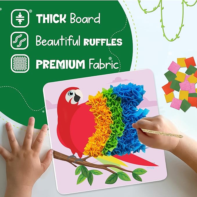 jackinthebox Poke Poke Art – Animals Theme, Mess-Free Fabric Art and Craft, Flower Pressing Kits, Gift for Kids, Gift for Girls and Boys Ages 4 5 6 7 8