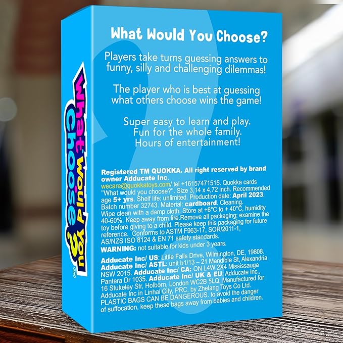 QUOKKA Board Games for Kids 8-12 – Family Games for Kids and Adults – What Would You Choose – 500+ Questions – Original Edition – Fun Card Game for Family Night