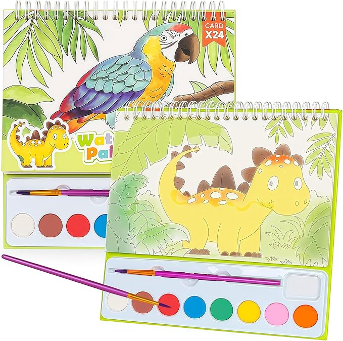 JCREN Paint with Water Books for Kids, Watercolor Coloring Book Mess Free Watercolor Painting Set, Arts and Crafts Water Color Paint Kit Birthday Gifts for Kids Toddlers 3-5 Boys Girls(Animal)