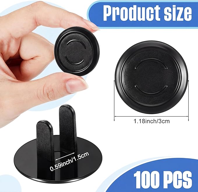 Thyle 100 Pcs Baby Proofing Outlet Covers Bulk Improved Grip Socket Guards for Child Safety Standard Universal Electrical Plug Protectors for Home Office Daycare (Black)