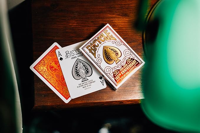 Bicycle 140th Anniversary Playing Cards, Special Edition 1885 Design, Red & Gold Foil Collectible Vintage Deck for Poker, Blackjack & Family Card Games
