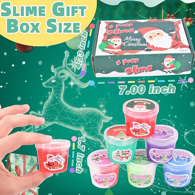 Christmas Slime Kit for Kids - 6 Pack Axolotl Slime with Butter, Cloud & Crunchy Jelly Cube Textures. Soft & Non-Sticky, Birthday Gifts, Xmas Stocking Stuffers & Party Favors for Girls and Boys