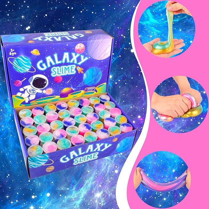 Galaxy Slime Kit for Kids –116 Pack Valentines Slime Party Favors, Stress Relief Toys, Classroom Rewards, and Birthday Goodie Bag Fillers, Stretchy and Non-Sticky Slime for Girls and Boys