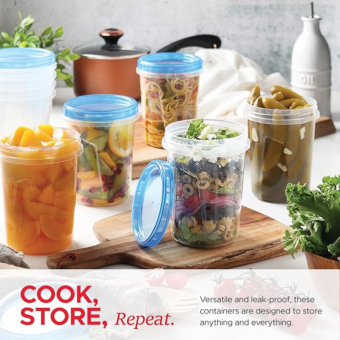 Tafura 10 Pack 32 Oz Freezer Storage Containers Leak-Proof - BPA Free Soup Containers with Lids - Reusable Freezer Containers for Food with Twist Top Lids - Ideal for Meal Prep, Leftovers & Pantry