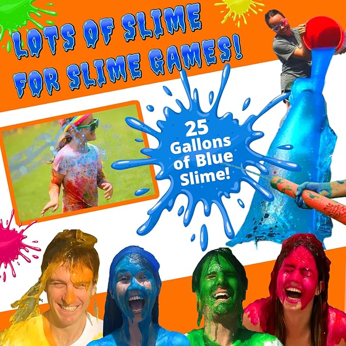 PARTY GOAT Instant Slime Powder. 25 Gallon Bulk Blue Slime Mix for Water Guns or Blasters. Make a Pool, Big Buckets or Bath Tub