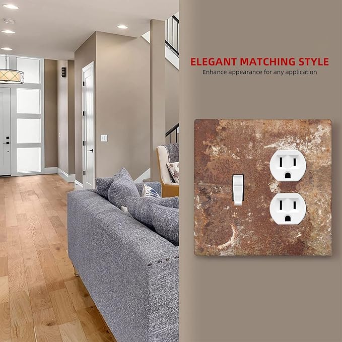 Wallplates Shabby Old Aged Rusty Antique Brass Metal 1 Toggle 1 Duplex Switch Plate Electrical Gfci Faceplate Decorative Light Switch Covers For Farmhouse Cabin Decor