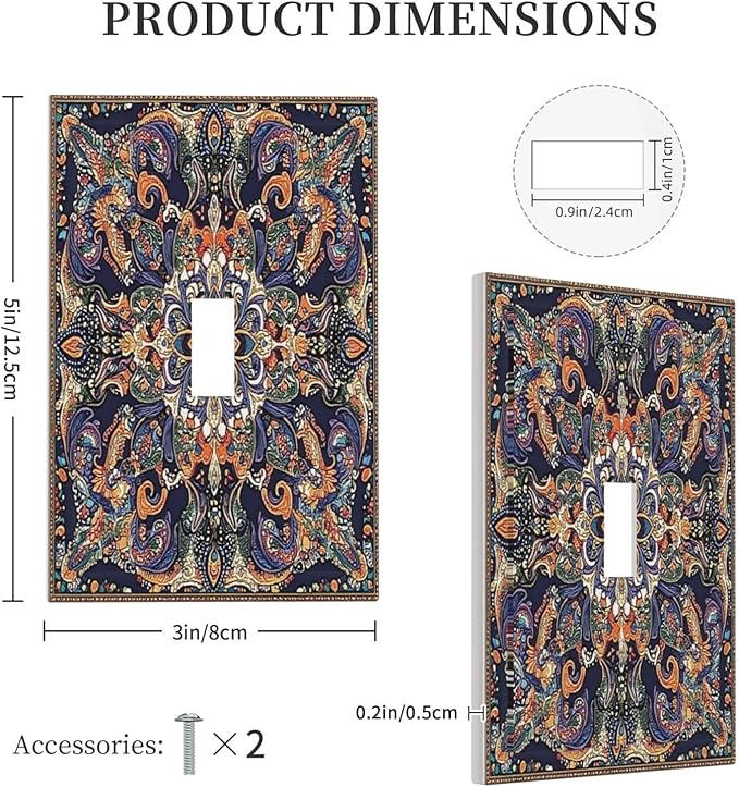 Decorative Light Switch Cover Mandala Petals Retro Flowers 1 Gang Single Toggle Device Electrical Faceplate Switchplates Decorator Outlet Wall Plate For Bed Room Home Decor