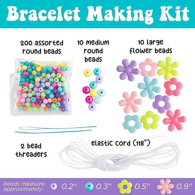 Creativity for Kids Beaded Flower Bracelet Making Kit | DIY Jewelry Craft Kit for Girls | Create 5 Colorful Beaded Bracelets to Wear, Share & Gift | Spring Crafts & Gifts for Mom (Ages 6+)