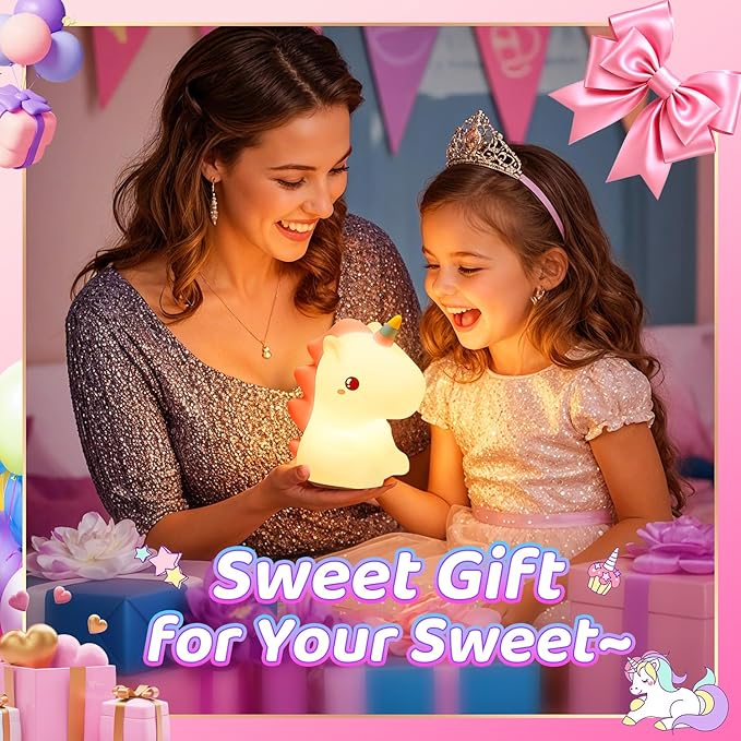 One Fire Unicorn Night Light for Kids, 16 Colors & Remote Control Baby Night Light, Rechargeable Unicorn Lamp, Cute Gifts for Kids Gifts Teen Girl Gifts