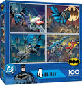 MasterPieces Puzzle Set - 4-Pack 100 Piece Jigsaw Puzzle for Kids - Batman 4-Pack - 8"x10"