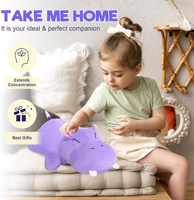 Onsoyours Original Hippo Weighted Stuffed Animals - 13.8" 1.8lbs Kawaii Comfort Hippopotamus Plush, Soft Hugging Plushies Toys Gifts for Kids & Adults