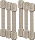 Bates- Child Safety Strap Locks, 6 Pack, Soft Beige, Baby Cabinet Locks with Adjustable Strap Length